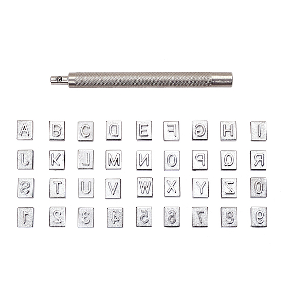 Набор инструментов для штамповки букв a ~ z и цифр 0~9, железные штампы и наборы ручек из нержавеющей стали, для кожгалантереи