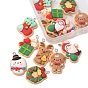 14Pcs 7 Styles Christmas Theme Opaque Resin Pendants, with Platinum Tone Iron Loops, Snowman & Reindeer & Santa Claus, Mixed Shapes