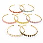 Smiling Face Enamel Cuff Bangle, Real 18K Gold Plated Brass Thin Open Bangle for Women, Nickel Free