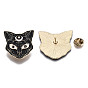 Alloy Brooches, Enamel Pin, with Brass Butterfly Clutches, Cat Shape, Light Gold