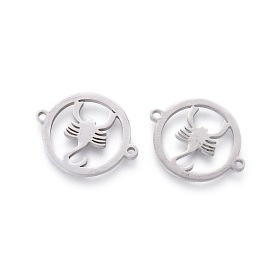 201 Stainless Steel Links, Manual Polishing, Ring with Scorpion