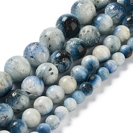 Brins de perles de pierre de glacierite de glace bleue naturelle, ronde
