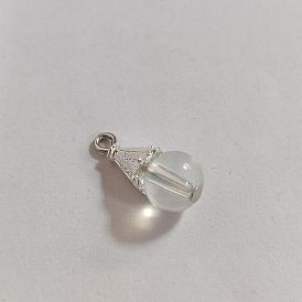 Glass Pendants, with Silver Iron Findings, Teardrop