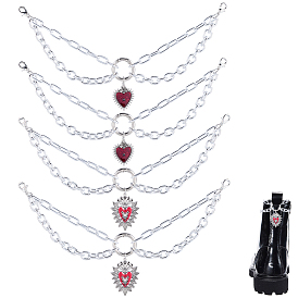 4 шт 2 стили сплав обувь подвески, сердце, с карабинами из сплава и пружинными кольцами