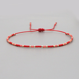 Bohemian Style Handmade Red String Bracelet with Beads for Women