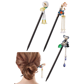3шт. 3 стили стеклянные палочки для волос, аксессуары для волос для женщин и девочек, цветок