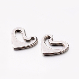 Оригинальный цвет 304 из нержавеющей стали сердце прелести, 8.5x9x1 мм