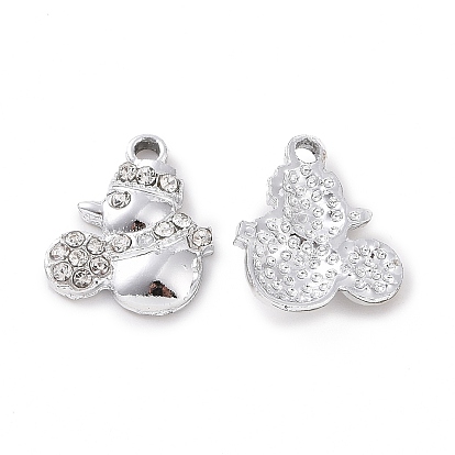 Alloy Crystal Rhinestone Pendants, Duck Charms