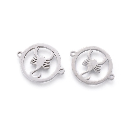 201 Stainless Steel Links, Manual Polishing, Ring with Scorpion