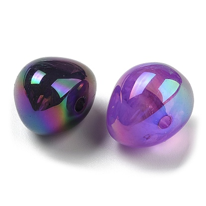 UV Plating Acrylic Beads, Iridescent, Teardrop