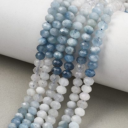 Нити бусины из натурального синего аквамарина дьявола, граненые, рондель