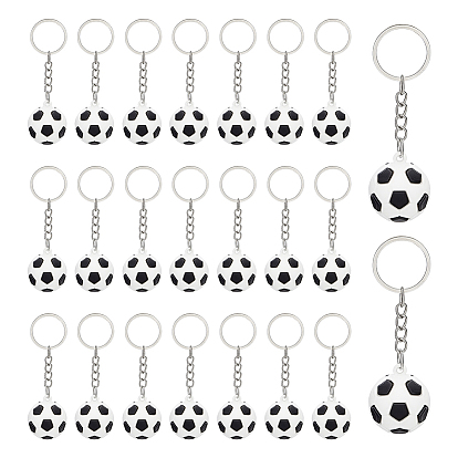 30Porte-clés en silicone sur le thème du sport (pièces), football américain, avec porte-clés fendu, platine