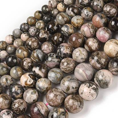 Природные родонит бисер нитей, круглые
