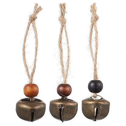 Железный колокольчик, деревянные бусины и джутовый шнур для украшения двери дома