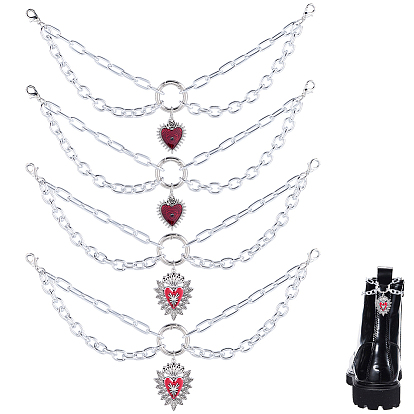 4 шт 2 стили сплав обувь подвески, сердце, с карабинами из сплава и пружинными кольцами