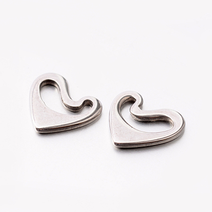 Оригинальный цвет 304 из нержавеющей стали сердце прелести, 8.5x9x1 мм
