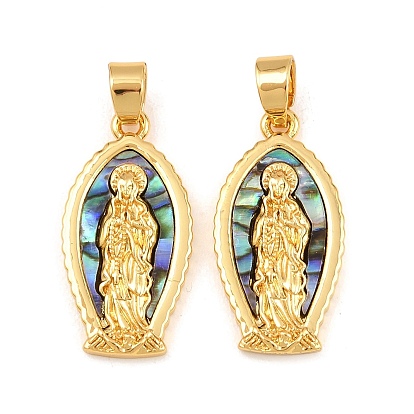 Латунные подвески с натуральными ракушками пауа, прелести девы марии