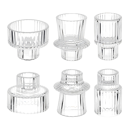 6 шт. 3 стили двухсторонний стеклянный подсвечник, колонка