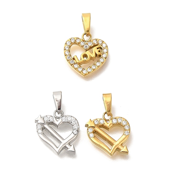 Ионное покрытие (ip) 304 подвески из нержавеющей стали с микропаве из кубического циркония, сердце прелести