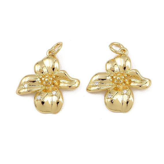 Латунные микро проложить кубического циркония подвески, цветок, с целью перехода в кольце, стойки покрытие, долговечный, без свинца и без кадмия