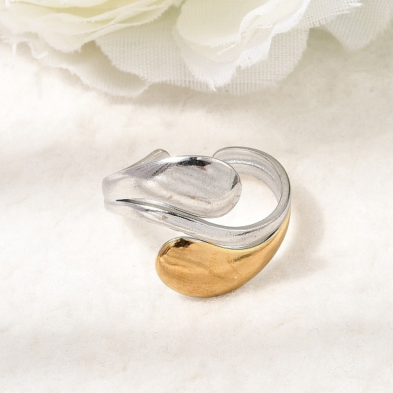 Irregular 304 Stainless Steel Cuff Open Rings for Women