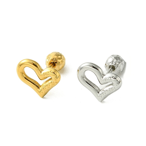 Ионное покрытие (ip) 304 серьги из нержавеющей стали, сердце