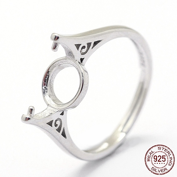 Adjustable 925 Sterling Silver Ring Components, For Half Drilled Beads