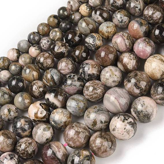 Природные родонит бисер нитей, круглые