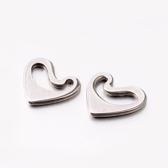 Оригинальный цвет 304 из нержавеющей стали сердце прелести, 8.5x9x1 мм