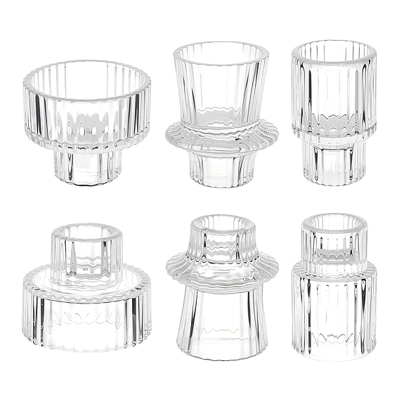 6 шт. 3 стили двухсторонний стеклянный подсвечник, колонка