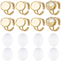 DIY Oval Finger Rings Making Kit, Inclduing 304 Stainless Steel Open Cuff Ring Settings, Glass Cabochons