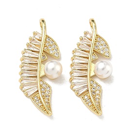 Латунные микро проложить кубического циркония подвески, подвески в виде листьев из АБС-пластика, имитирующие жемчуг, стойки покрытие, долговечный, без кадмия и без свинца