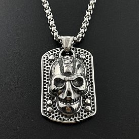 Панк ретро нержавеющая сталь тисненый череп кулон хип-хоп уличный стиль ожерелья для мужчин