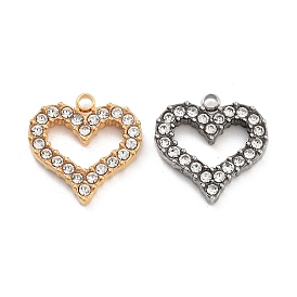 304 Stainless Steel Rhinestone Pendants, Heart