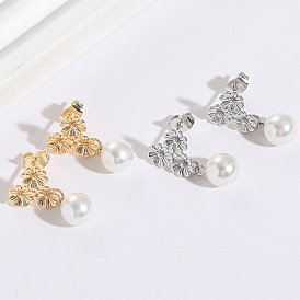 Daisy Pearl Earrings for Women - European and American Style Flower 925 Silver Stud Jewelry