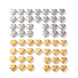 201 Stainless Steel Beads, Heart with Letter