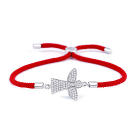 Bracelet à ficelle rouge pour couple, breloque d'ange réglable, cadeau d'anniversaire pour femmes