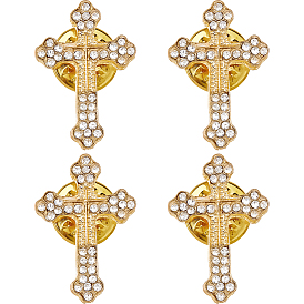 4 шт. булавки-накладки на лацкан из цинкового сплава с цветочным крестом и стразами для рюкзака