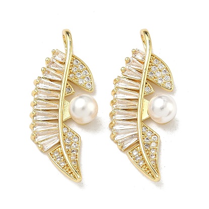 Латунные микро проложить кубического циркония подвески, подвески в виде листьев из АБС-пластика, имитирующие жемчуг, стойки покрытие, долговечный, без кадмия и без свинца