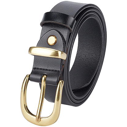 Cowhide Waist Belts, with Golden Tone Alloy Clasps