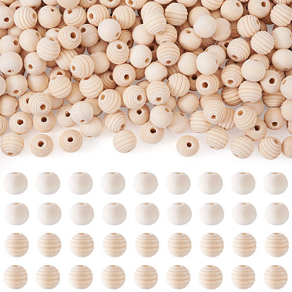 200шт 2 стили необработанные деревянные бусины, бусины с большим отверстием, круглые и круглые, неокрашенными
