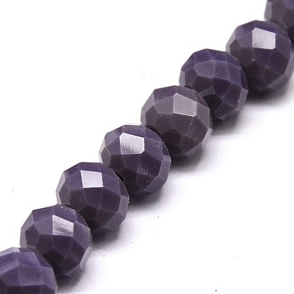 Opaque Solid Color Crystal Glass Rondelle Beads Strands, Faceted, 10x7mm, Hole: 1mm, about 70pcs/strand, 20 inch