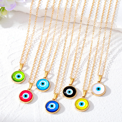 Stylish Devil Eye Necklace with Cat's Eye Stone and Colorful Alloy Patches