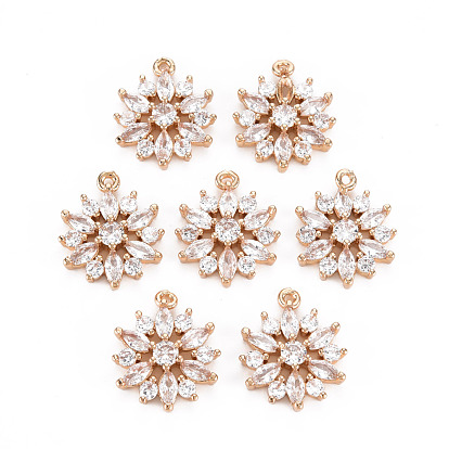 Покрытие стойки латунь микропаве прозрачные подвески из кубического циркония, долговечный, без кадмия и без свинца, цветок