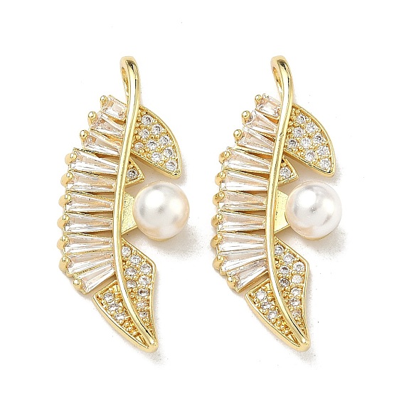 Латунные микро проложить кубического циркония подвески, подвески в виде листьев из АБС-пластика, имитирующие жемчуг, стойки покрытие, долговечный, без кадмия и без свинца