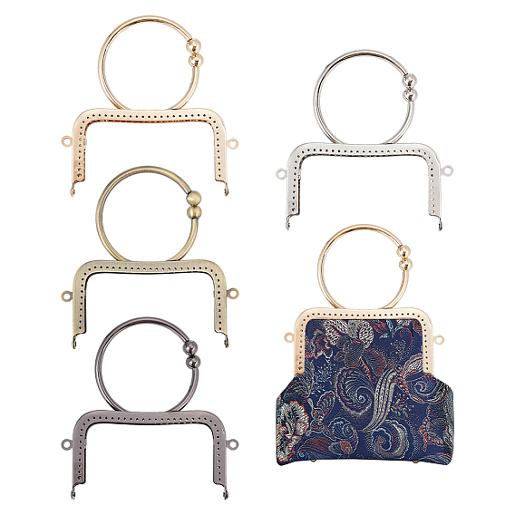 4шт 4 цвета железная рамка для ручки кошелька, Для пошива сумки, Кольцевая форма