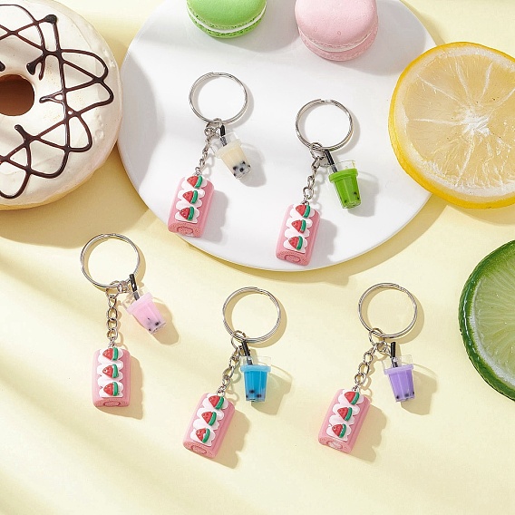 Брелок из искусственной пищевой смолы, с железными разрезными брелоками, торт