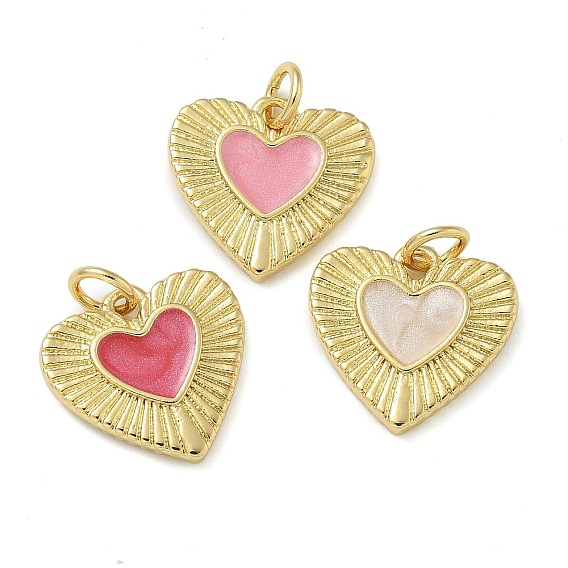 Подвески из латуни с покрытием из эмали, с целью перехода в кольце, долговечный, без свинца и без кадмия, сердце прелести, реальный 18 k позолоченный