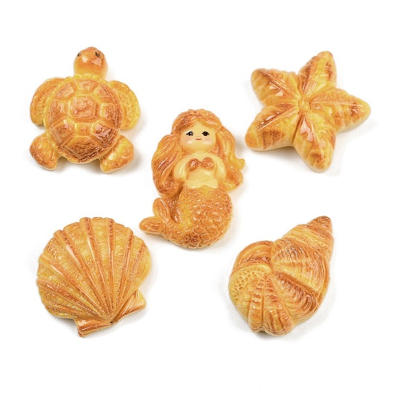Кабошоны из непрозрачной смолы в виде морских животных, разнообразные
