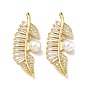 Латунные микро проложить кубического циркония подвески, подвески в виде листьев из АБС-пластика, имитирующие жемчуг, стойки покрытие, долговечный, без кадмия и без свинца